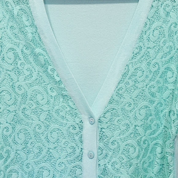 Maurices V-Neck Lace Front Cardigan NWOT Medium - Picture 2 of 6